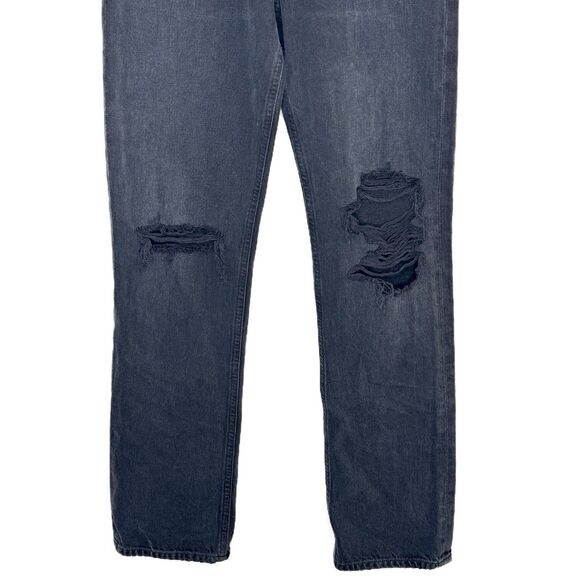 AGOLDE Lana Jeans Size 24 Faded Black Disorder Straight Button Fly Distressing - Picture 8 of 16
